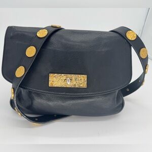 Christian Louboutin Black Leather Crossbody Bag | Red Lining | Gold Hardware